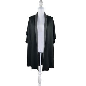 Ronen Chen Size 3 US 10 Long Cardigan Gray Open Front Short Sleeve Lagenlook